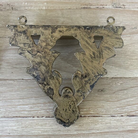 Pair of VTG Hollywood Regency Wall Shelves Plaster Chalkware Acanthus Leaf Gold - Picture 5 of 5